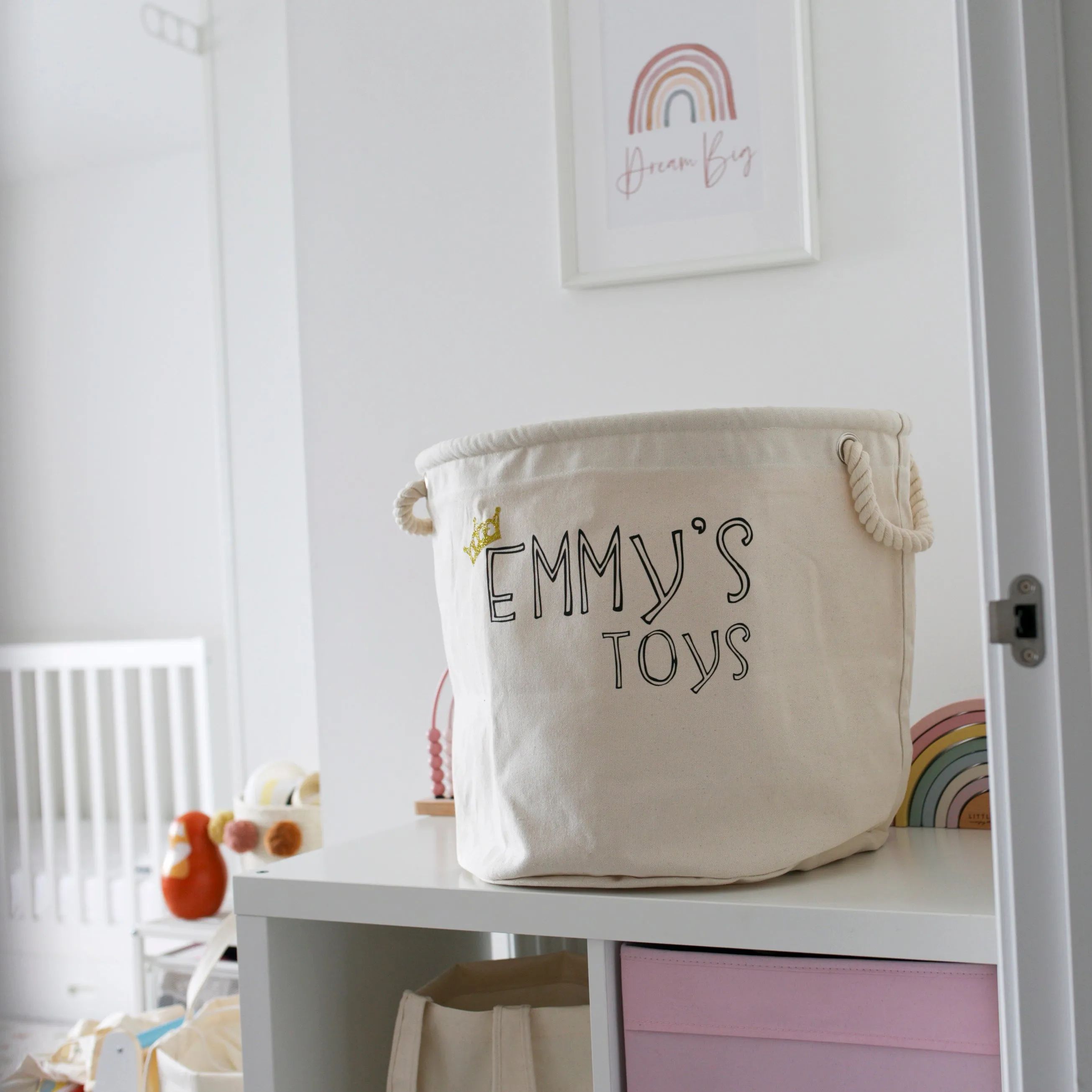 Personalised Canvas Rope Toy Basket