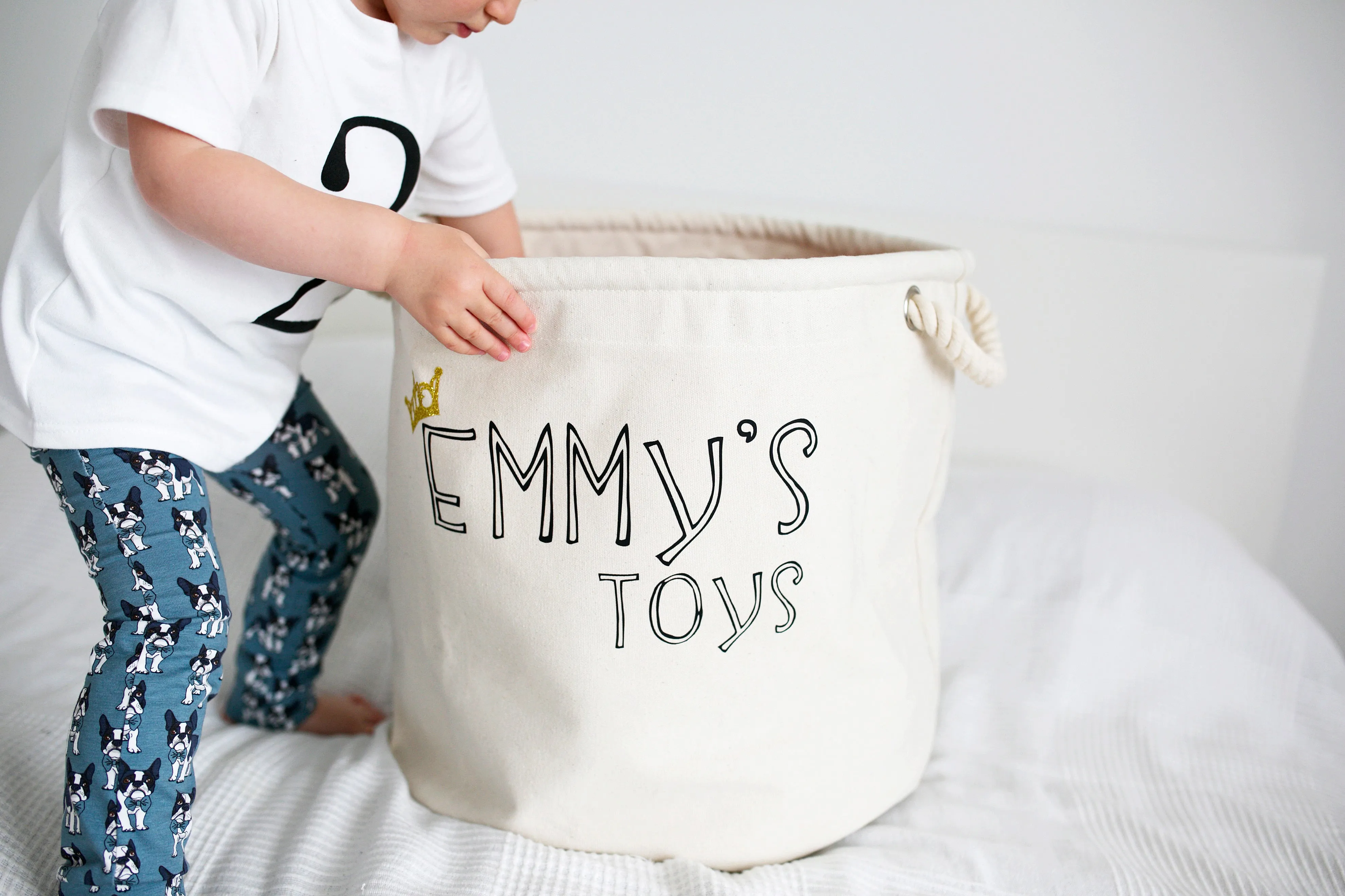 Personalised Canvas Rope Toy Basket
