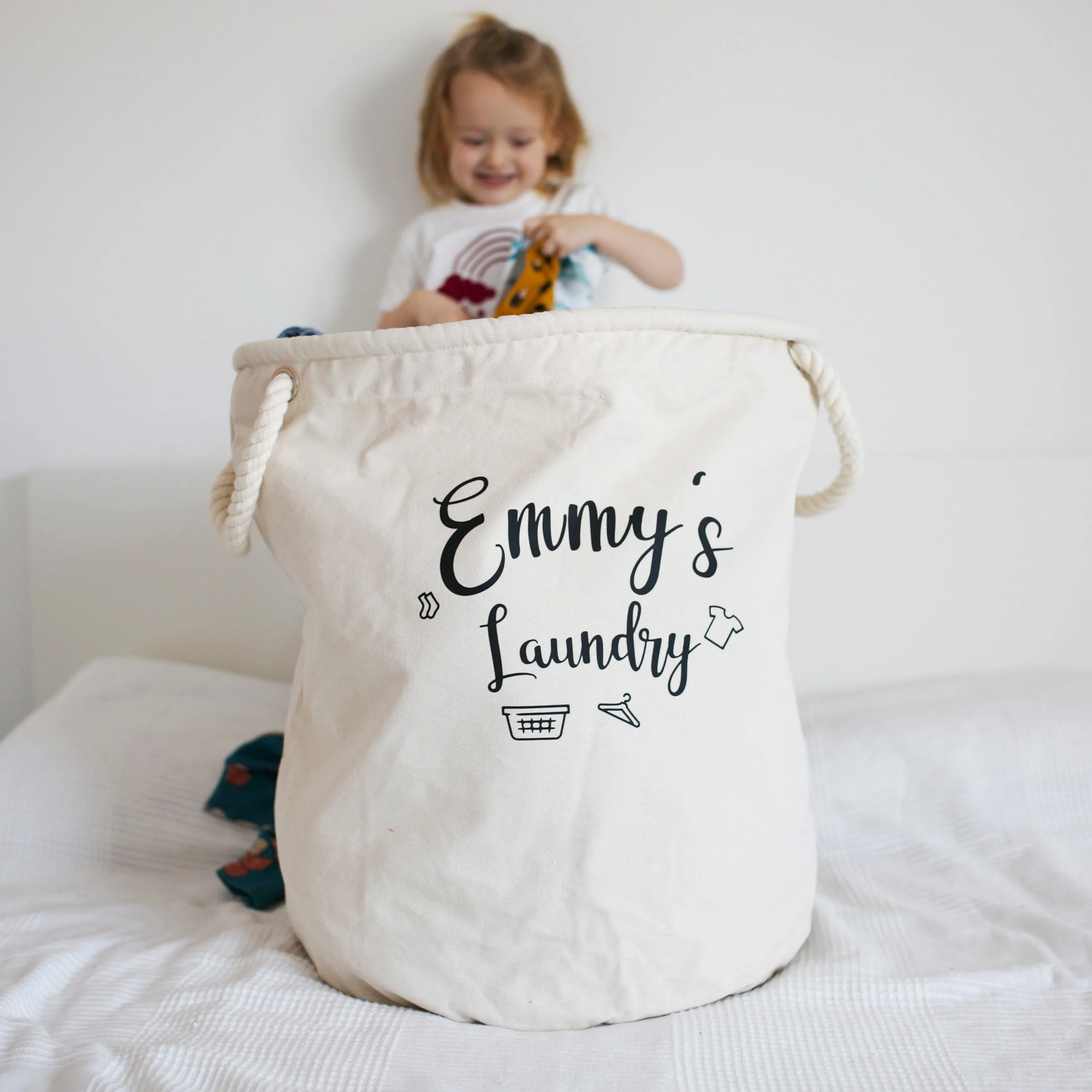 Personalised Canvas Rope Toy Basket