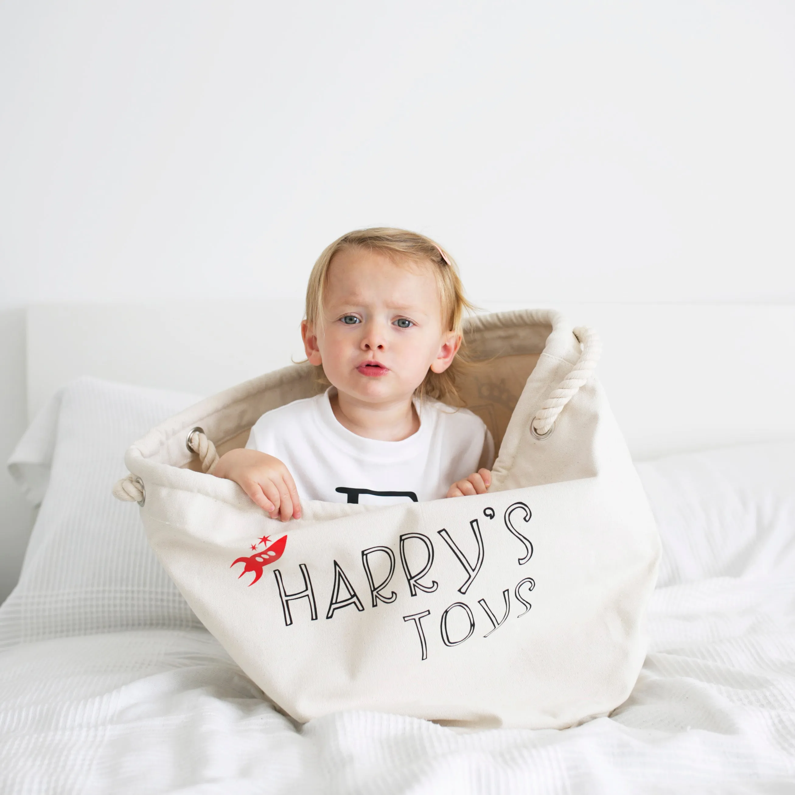 Personalised Canvas Rope Toy Basket