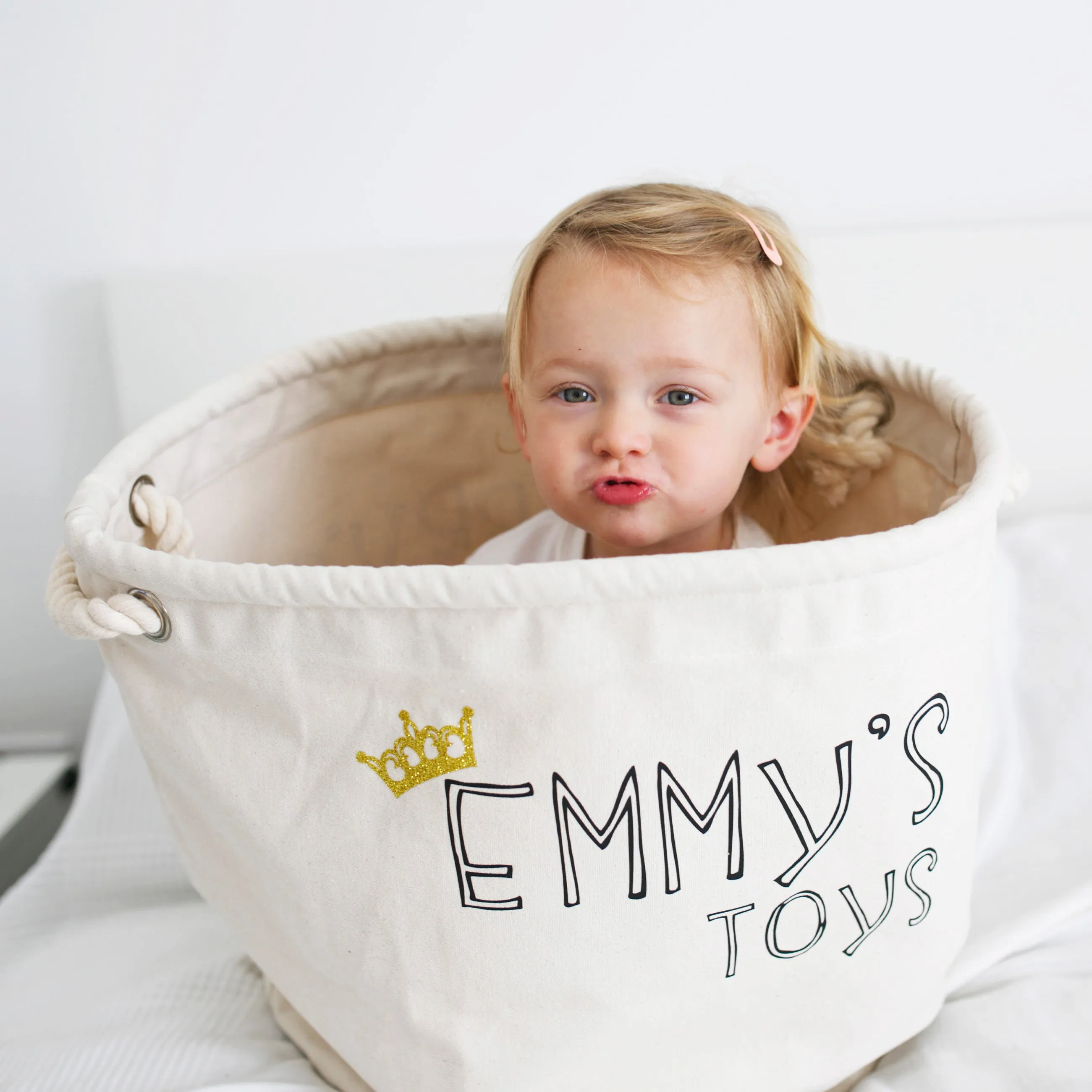 Personalised Canvas Rope Toy Basket