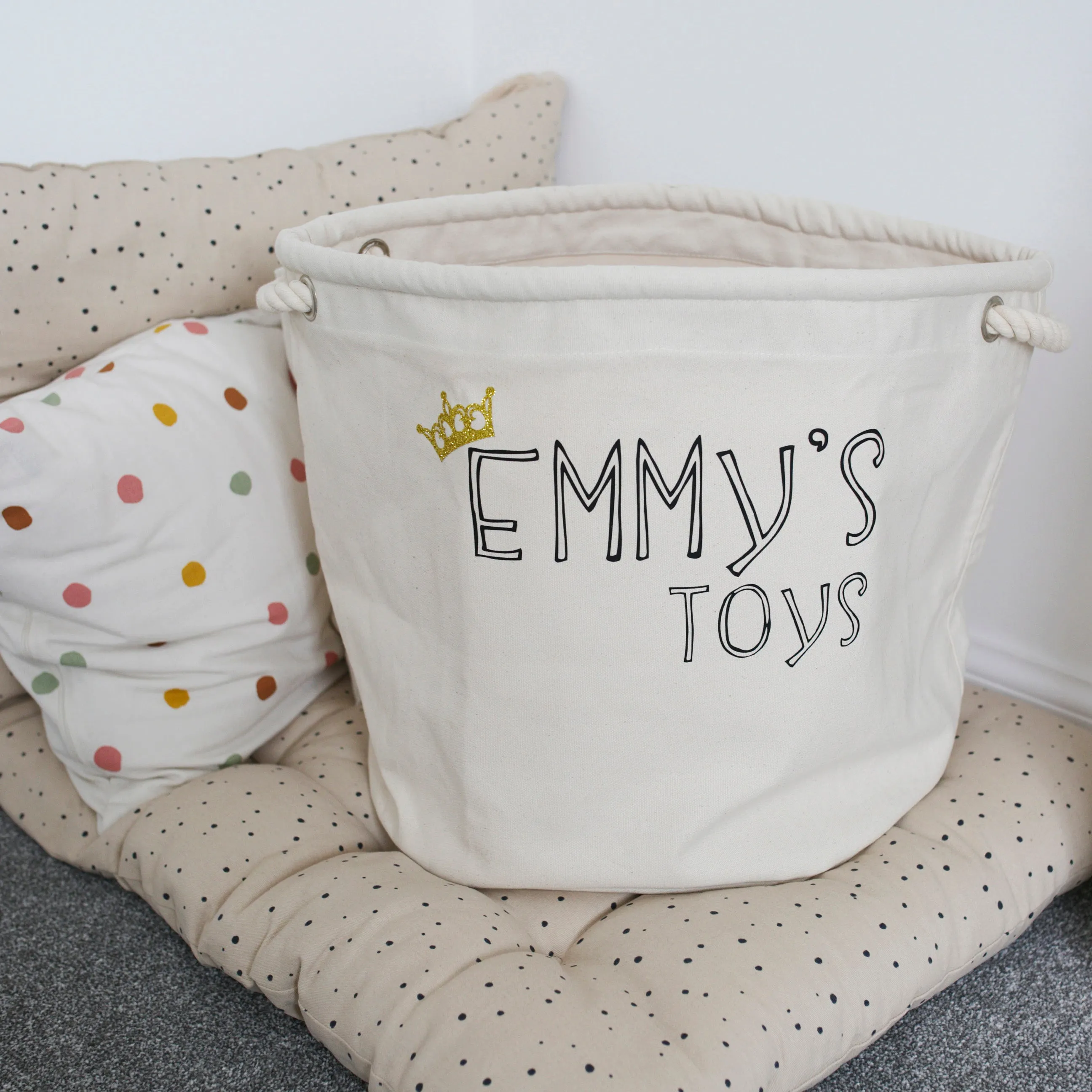 Personalised Canvas Rope Toy Basket