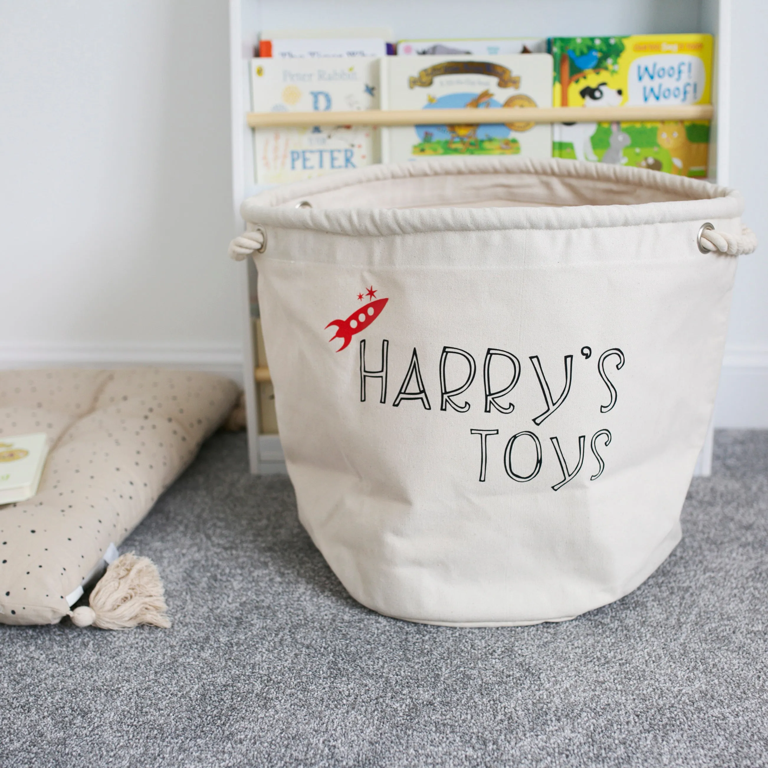 Personalised Canvas Rope Toy Basket