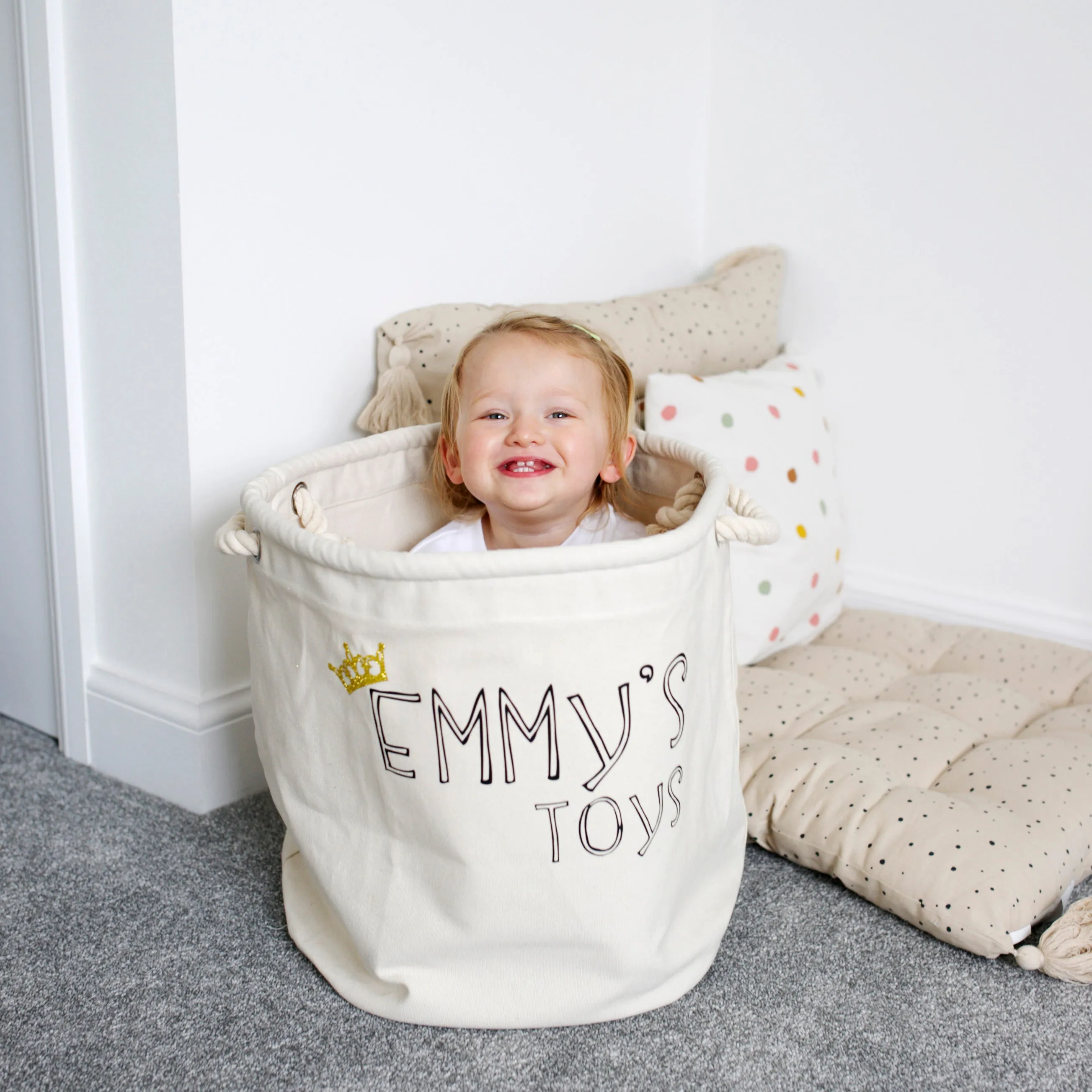 Personalised Canvas Rope Toy Basket
