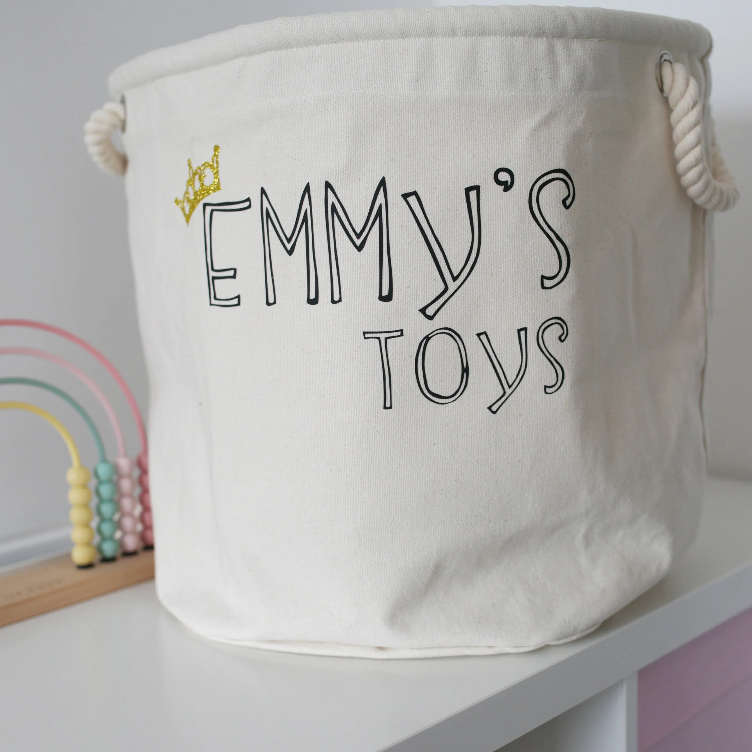 Personalised Canvas Rope Toy Basket