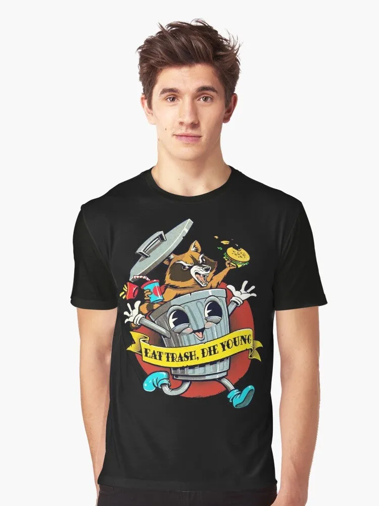 "Eat Trash Die Young" Vintage Cartoon Graphic T-Shirt