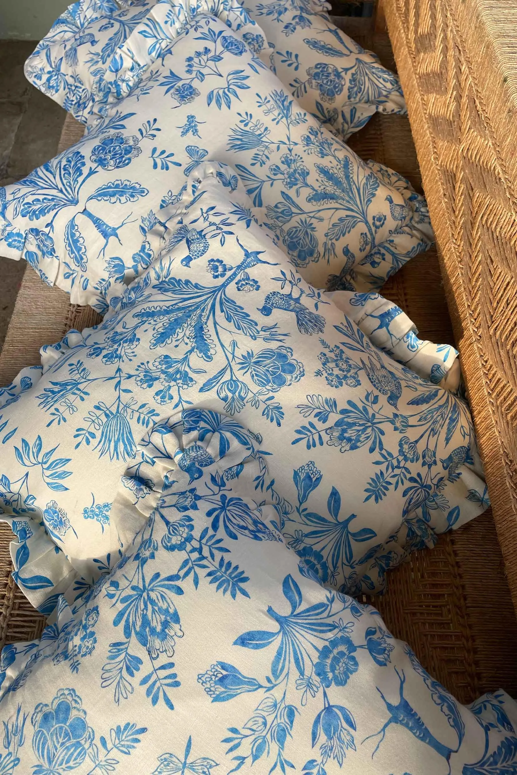 Ruffle linen cushion