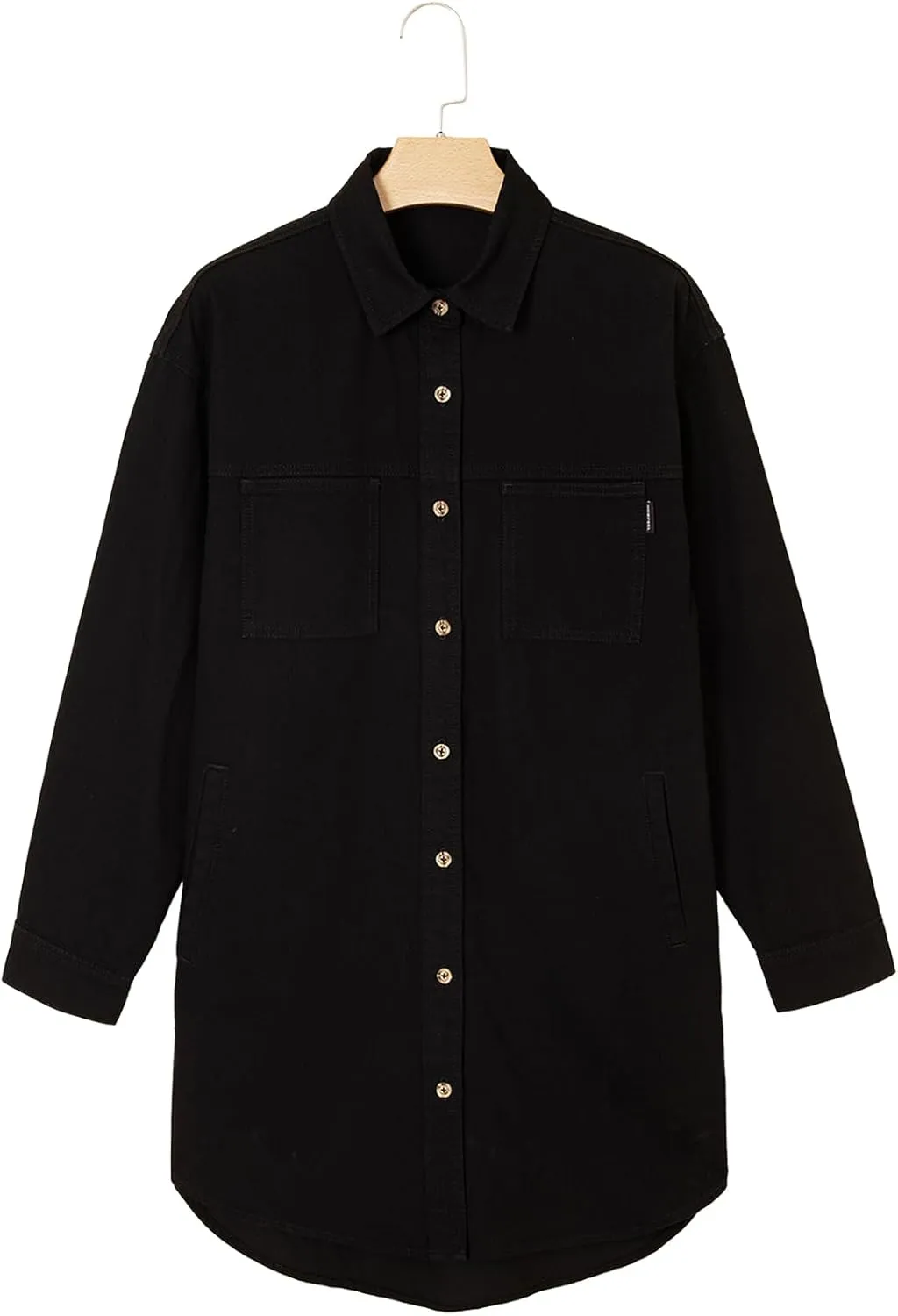 Sidefeel Women's Collared Denim Dress Casual Long Sleeve Button Down Jean Shirt Dresses with Pockets