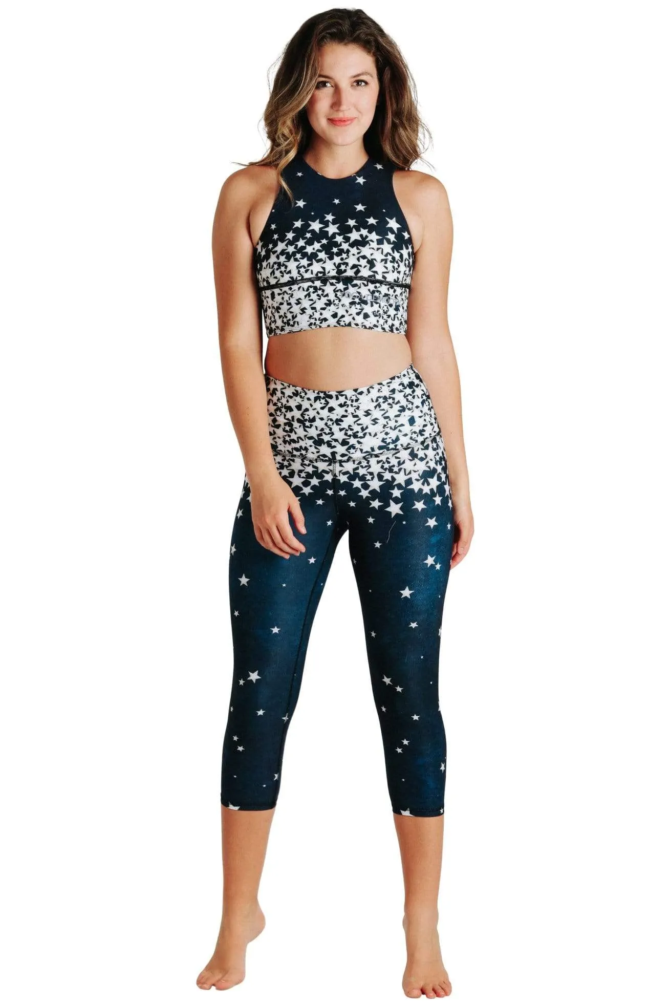 Star Struck Printed Yoga Crops