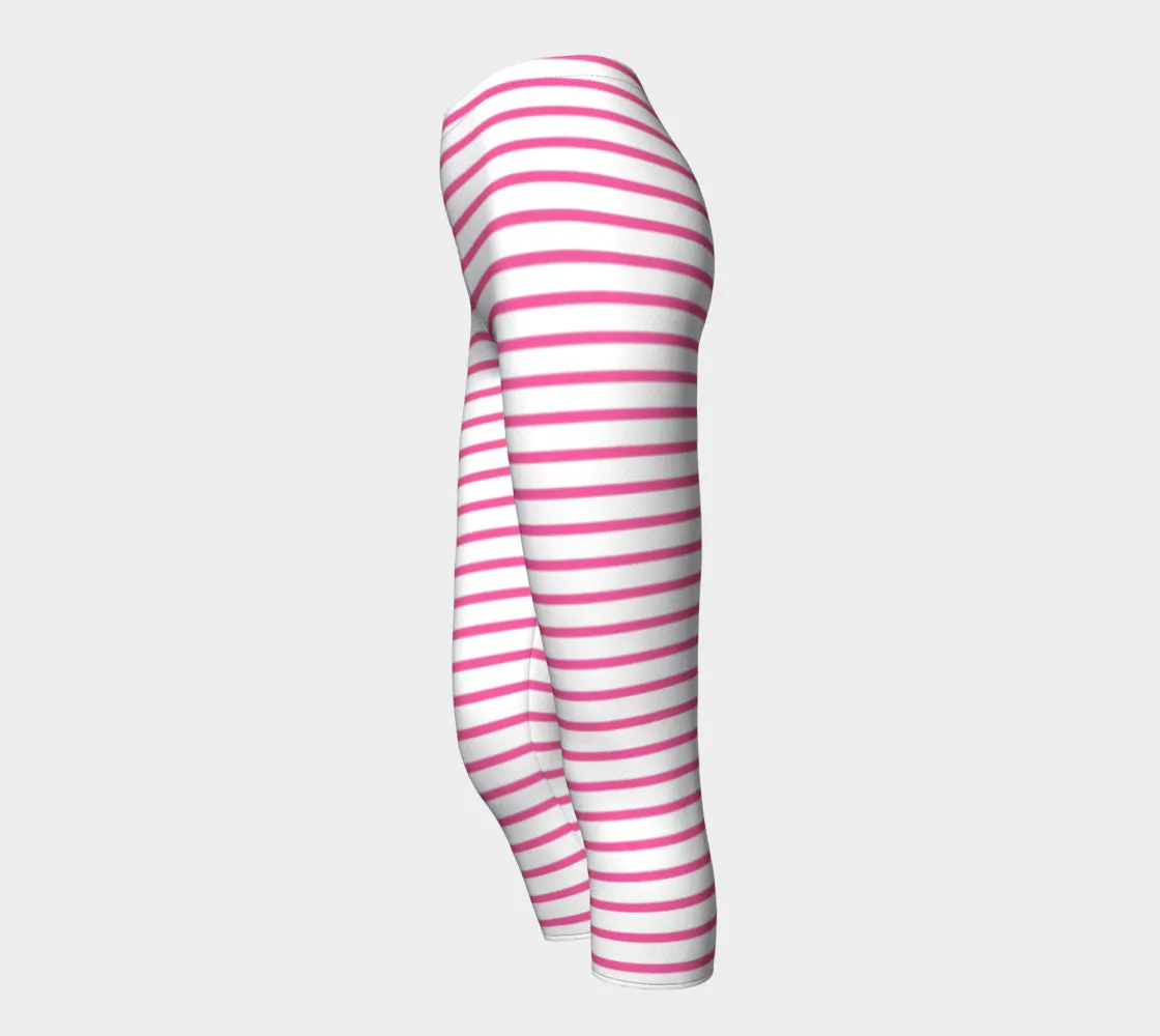 Striped Adult Capris - Pink on White