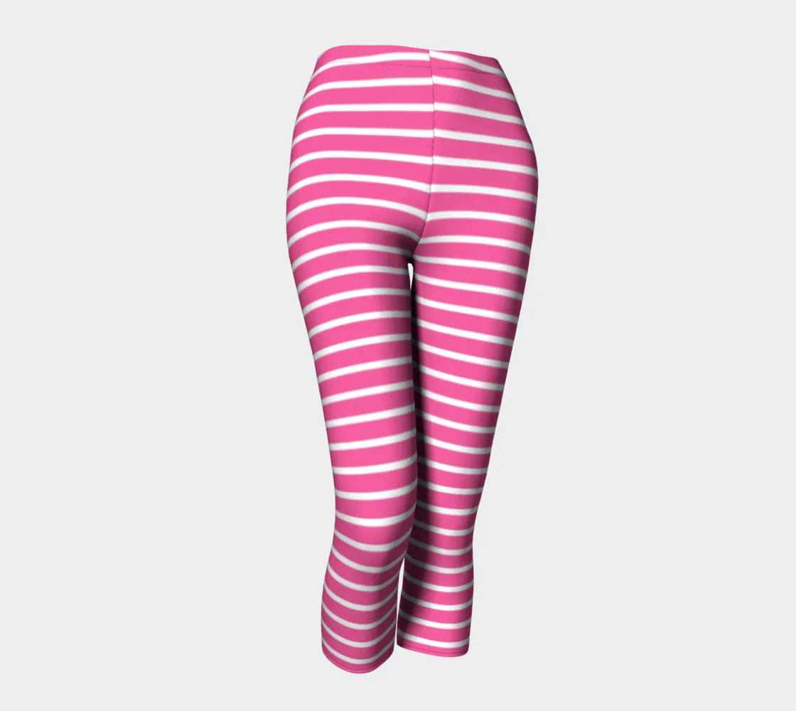 Striped Adult Capris - White on Pink