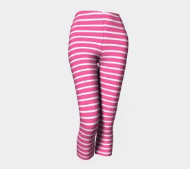 Striped Adult Capris - White on Pink