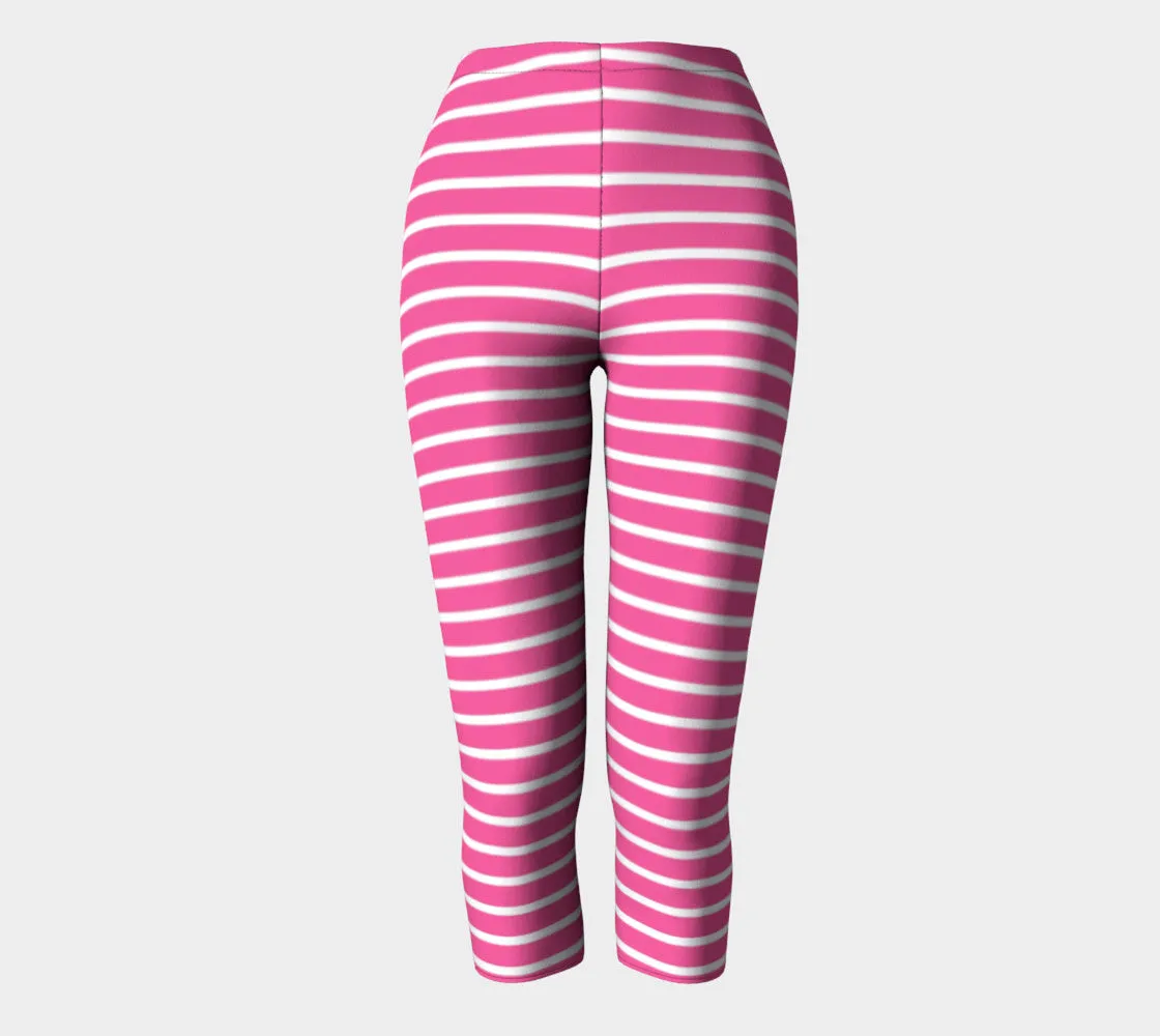 Striped Adult Capris - White on Pink
