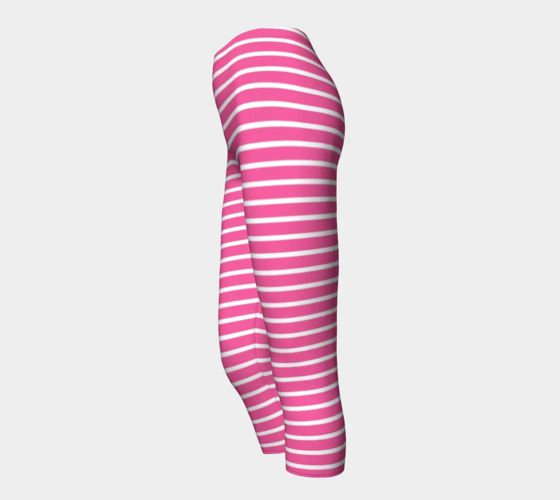 Striped Adult Capris - White on Pink