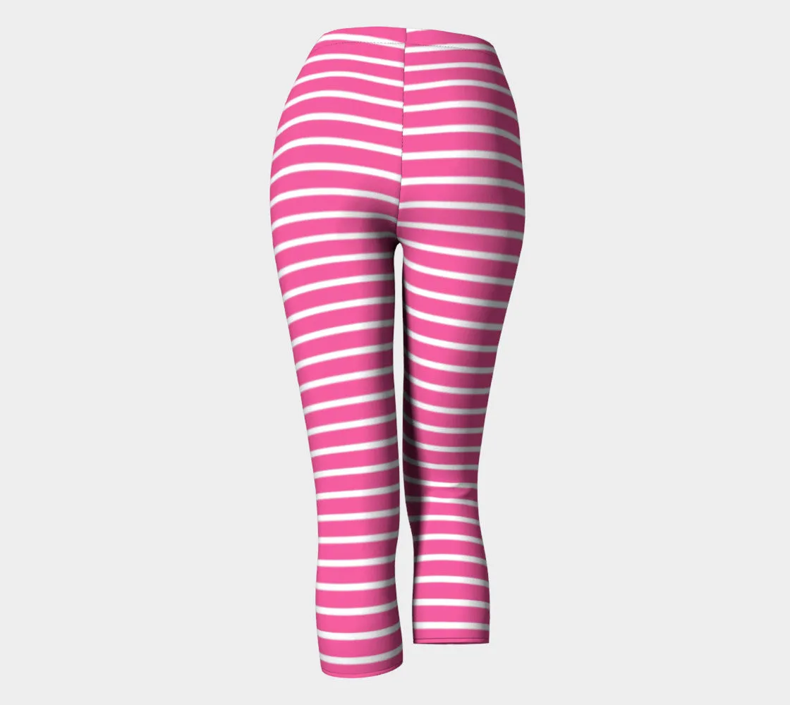 Striped Adult Capris - White on Pink