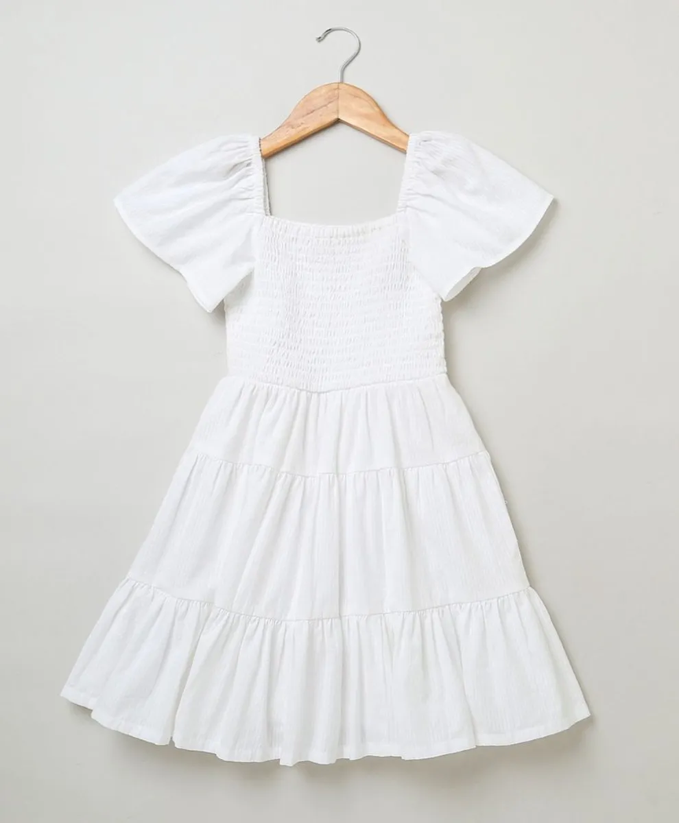 Sweetlime By AS White Ruffled Cotton Dress.