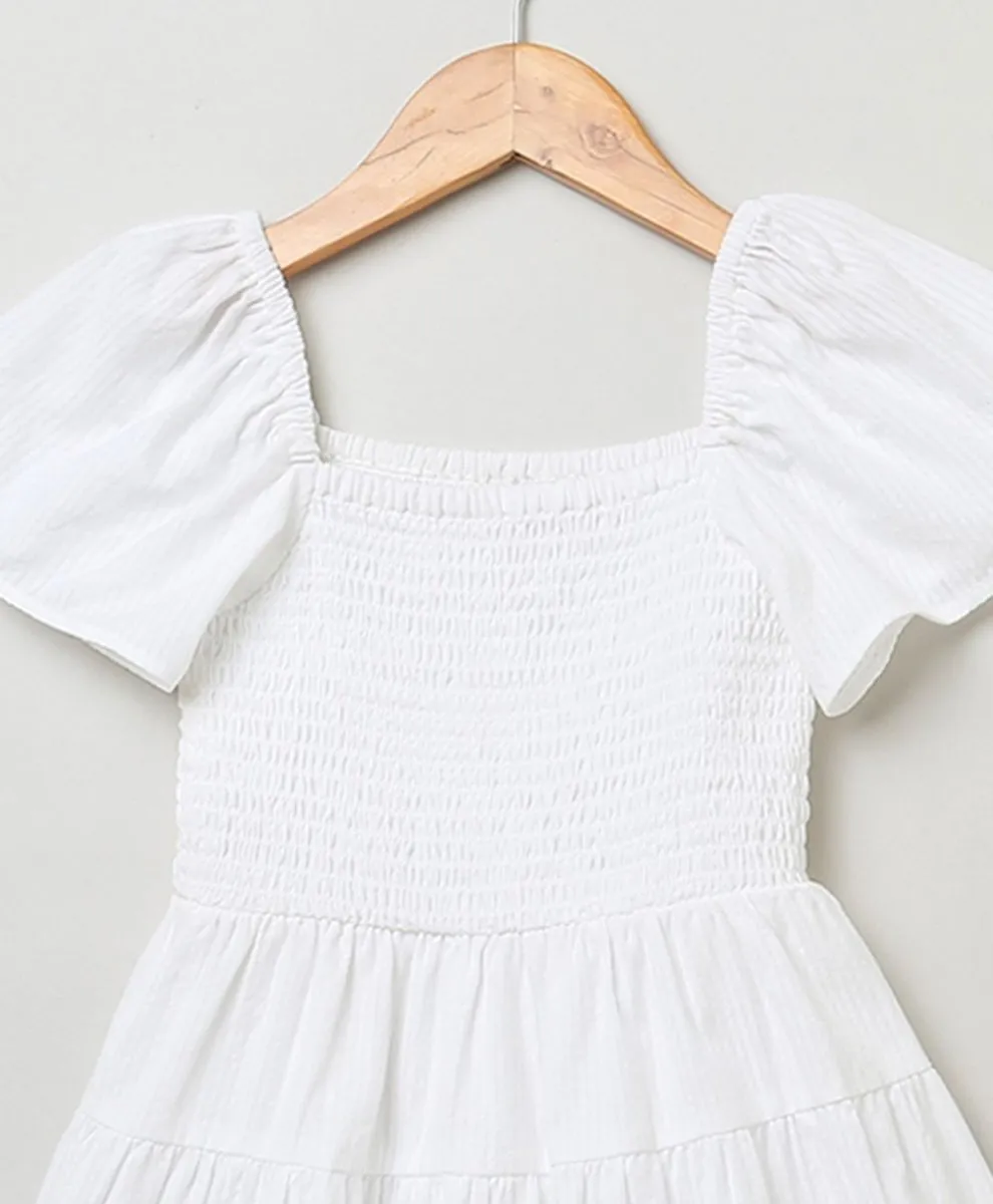 Sweetlime By AS White Ruffled Cotton Dress.