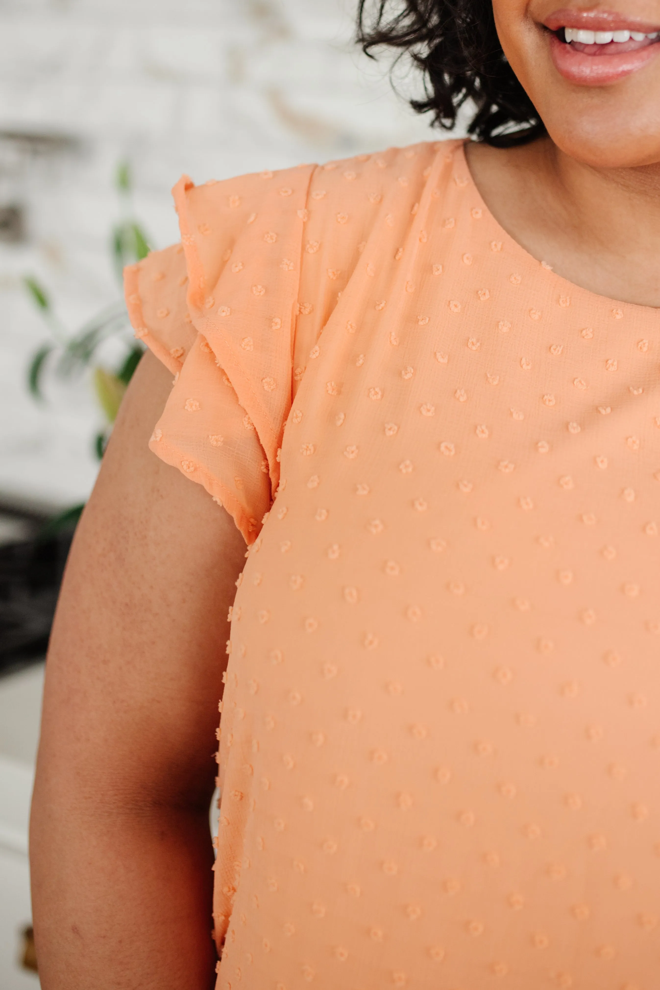 Swiss Dot Ruffle Sleeve Top