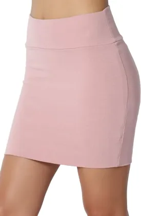 TheMogan Double Layer High Waisted Casual Stretch Jersey Bodycon Mini Skirt