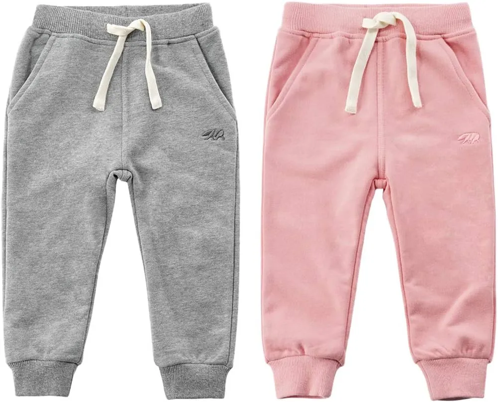Toddler Baby Boys Girls Sweeatpants Cotton Pure Color Bear Active Jogger Pants with Drawstring 1-6T