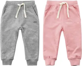 Toddler Baby Boys Girls Sweeatpants Cotton Pure Color Bear Active Jogger Pants with Drawstring 1-6T