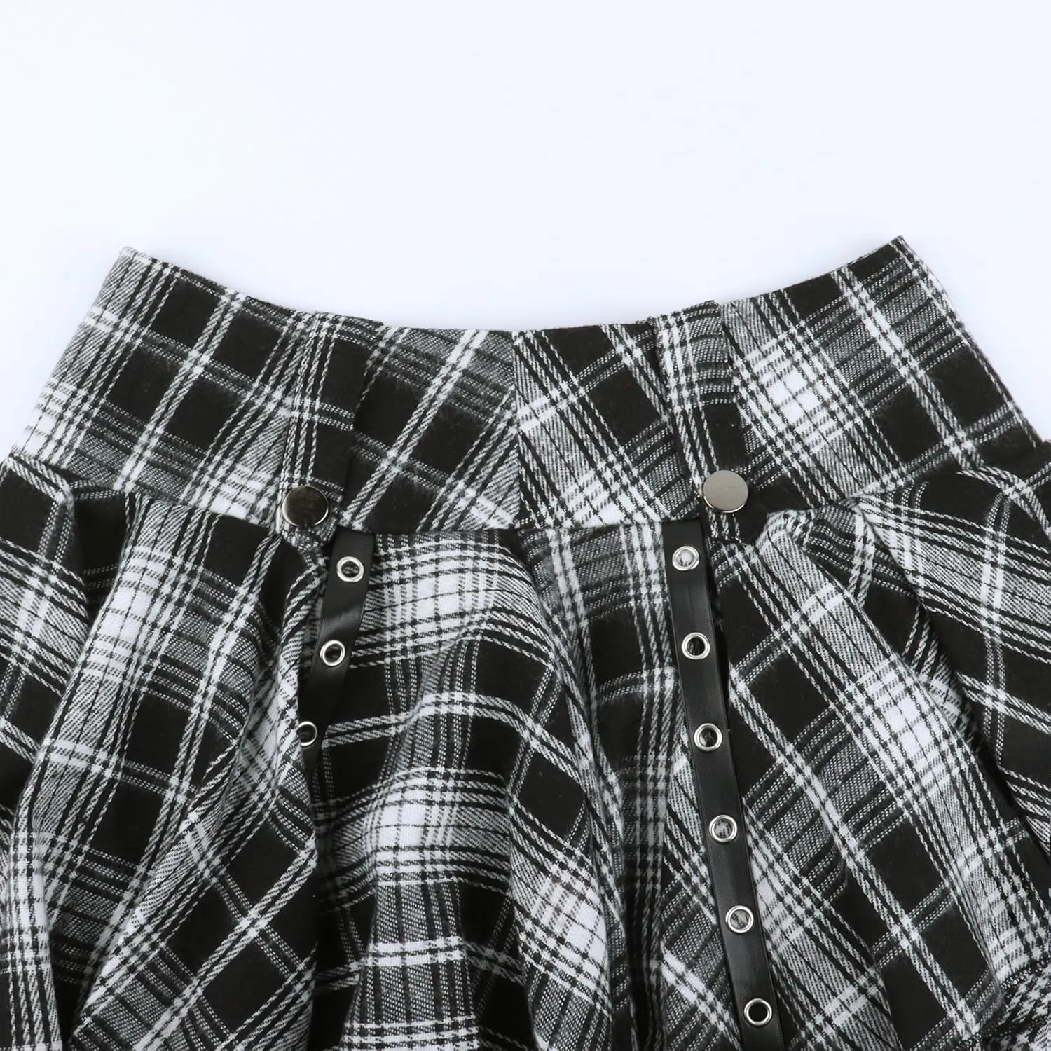 TSMNZMU Womens Punk Plaid Skirt Gothic Pleated Mini Skirts A Line Grunge Harajuku Half Skirted Y2K Emo Checkered Skirt