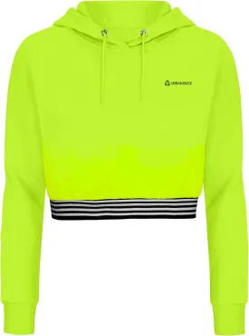 URBAN BUCK Neon Crop Top Hoodie For Women - Lightweight Long Sleeve Cropped Pullover Sweatshirt For Workout & Running