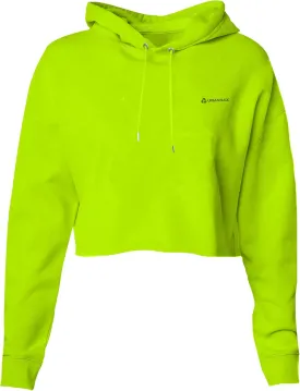 URBAN BUCK Neon Crop Top Hoodie For Women - Lightweight Long Sleeve Cropped Pullover Sweatshirt For Workout & Running