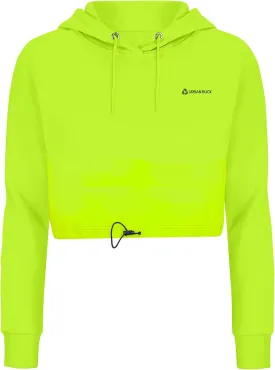 URBAN BUCK Neon Crop Top Hoodie For Women - Lightweight Long Sleeve Cropped Pullover Sweatshirt For Workout & Running