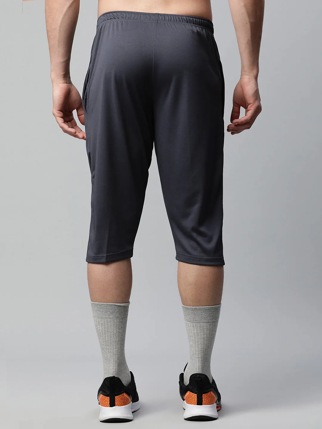 Vimal Jonney Dryfit Solid Grey 3/4th Capri for Men