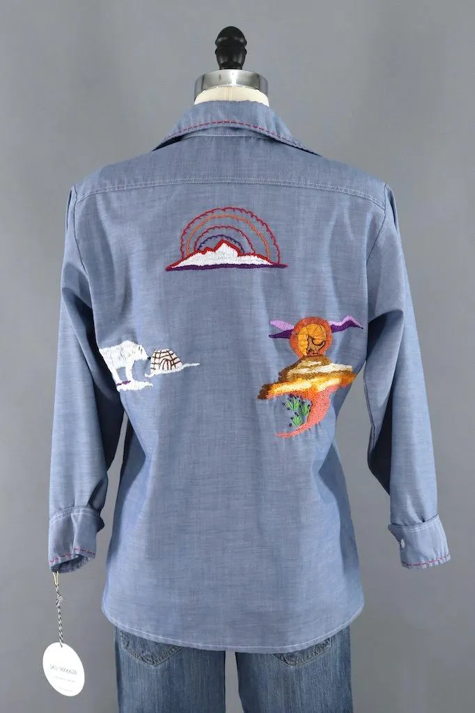 Vintage Southwest Red Rocks Embroidered Shirt