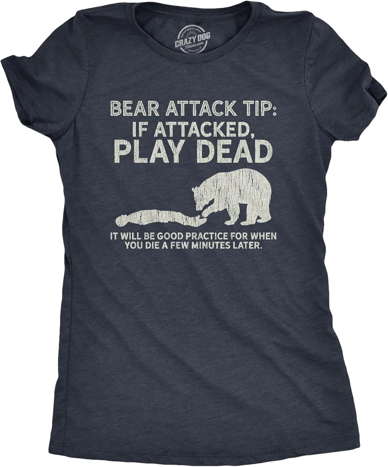 Womens Bear Attack Tip T Shirt Funny Camping Hiking Outdoor Adventure Sarcastic Tee