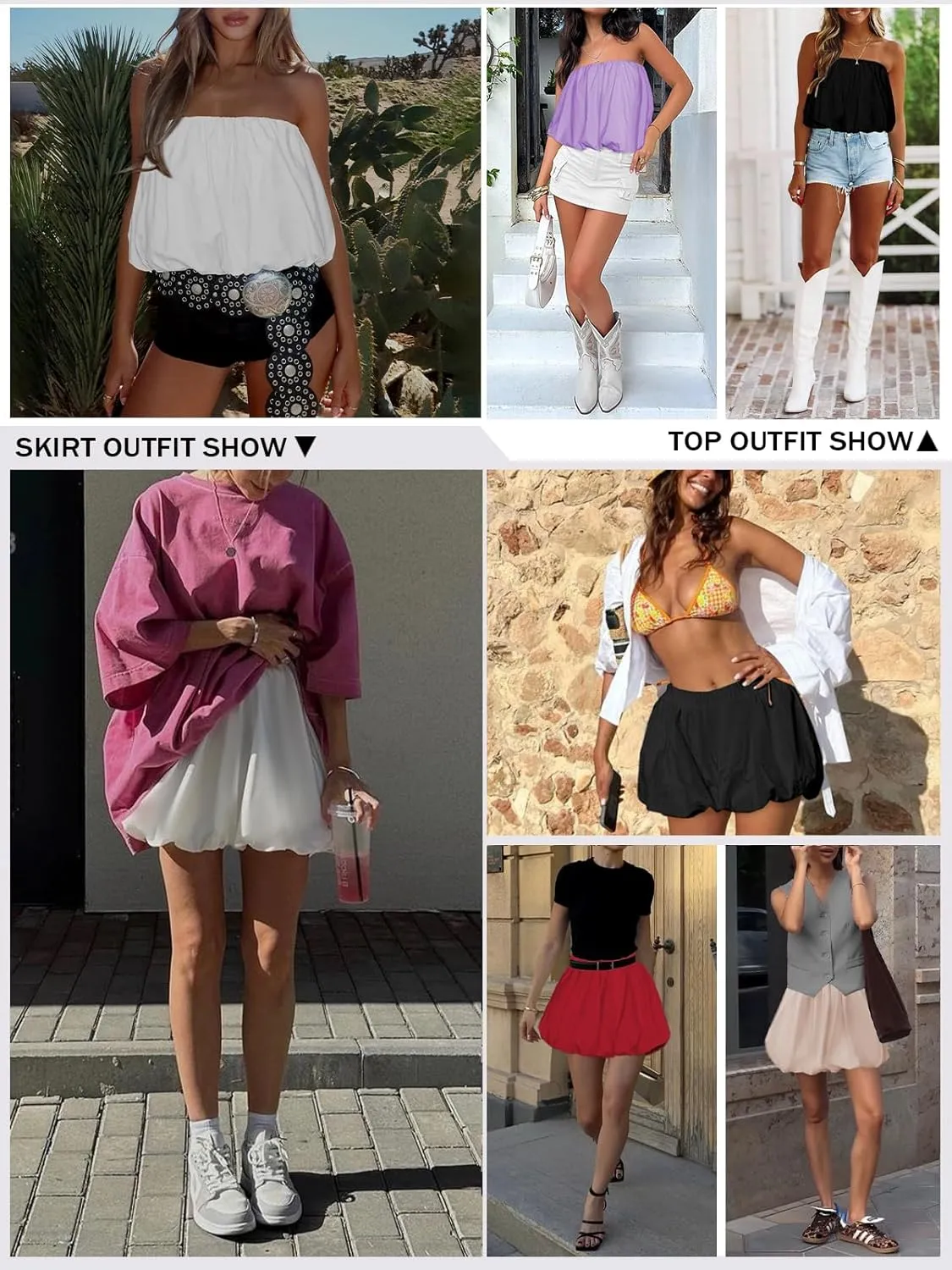 Women's Bubble Skirt with Elastic Waistband Sexy Bubble Top Casual Y2K Mini Puffy Balloon Skirts Going Out Cute Club Short