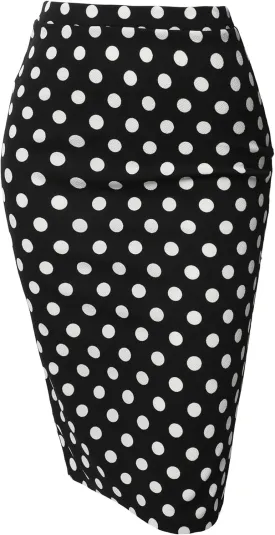 Women's Fitted Stretch Printed High Waist Midi Pencil Skirt