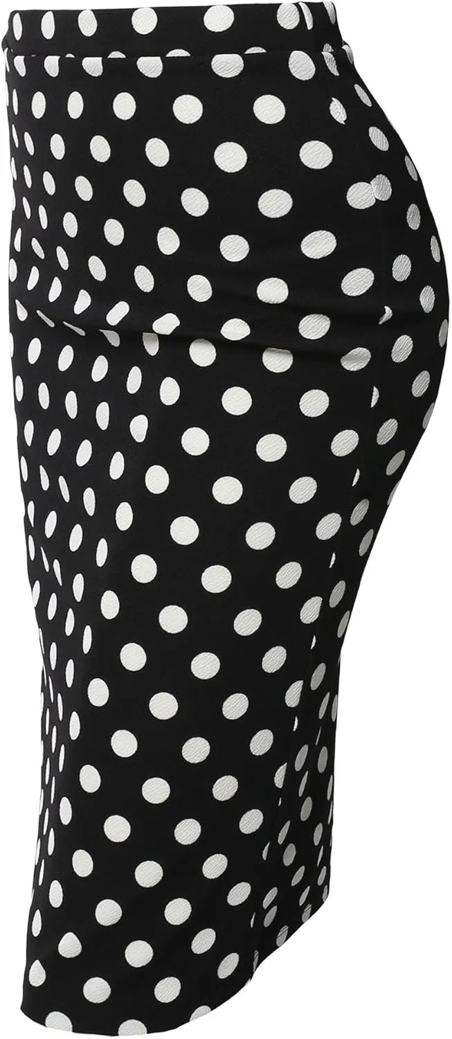Women's Fitted Stretch Printed High Waist Midi Pencil Skirt