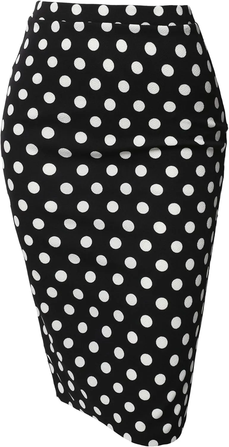 Women's Fitted Stretch Printed High Waist Midi Pencil Skirt