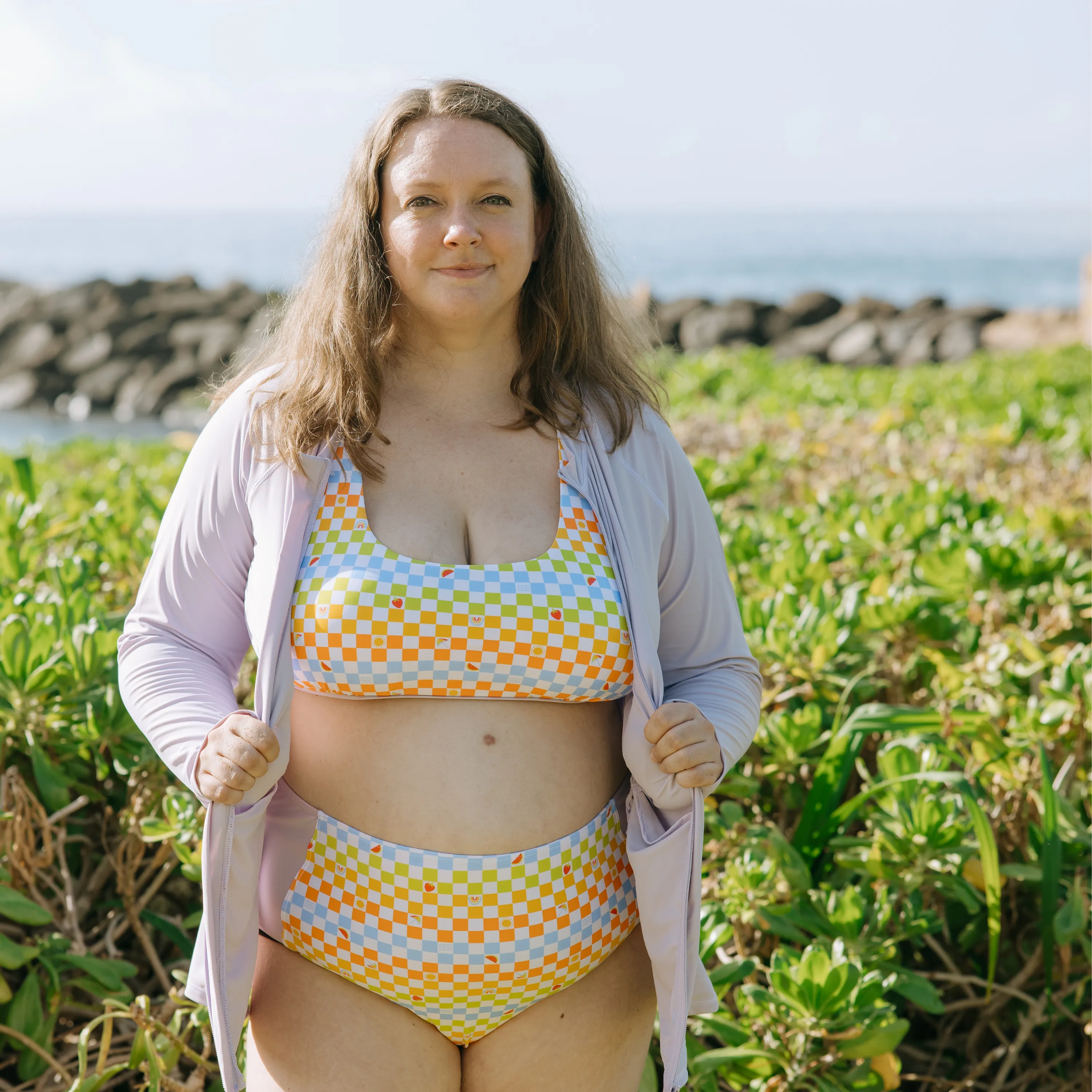 Women's Scoop Neck Bikini Top Plus Size | "Gamified"