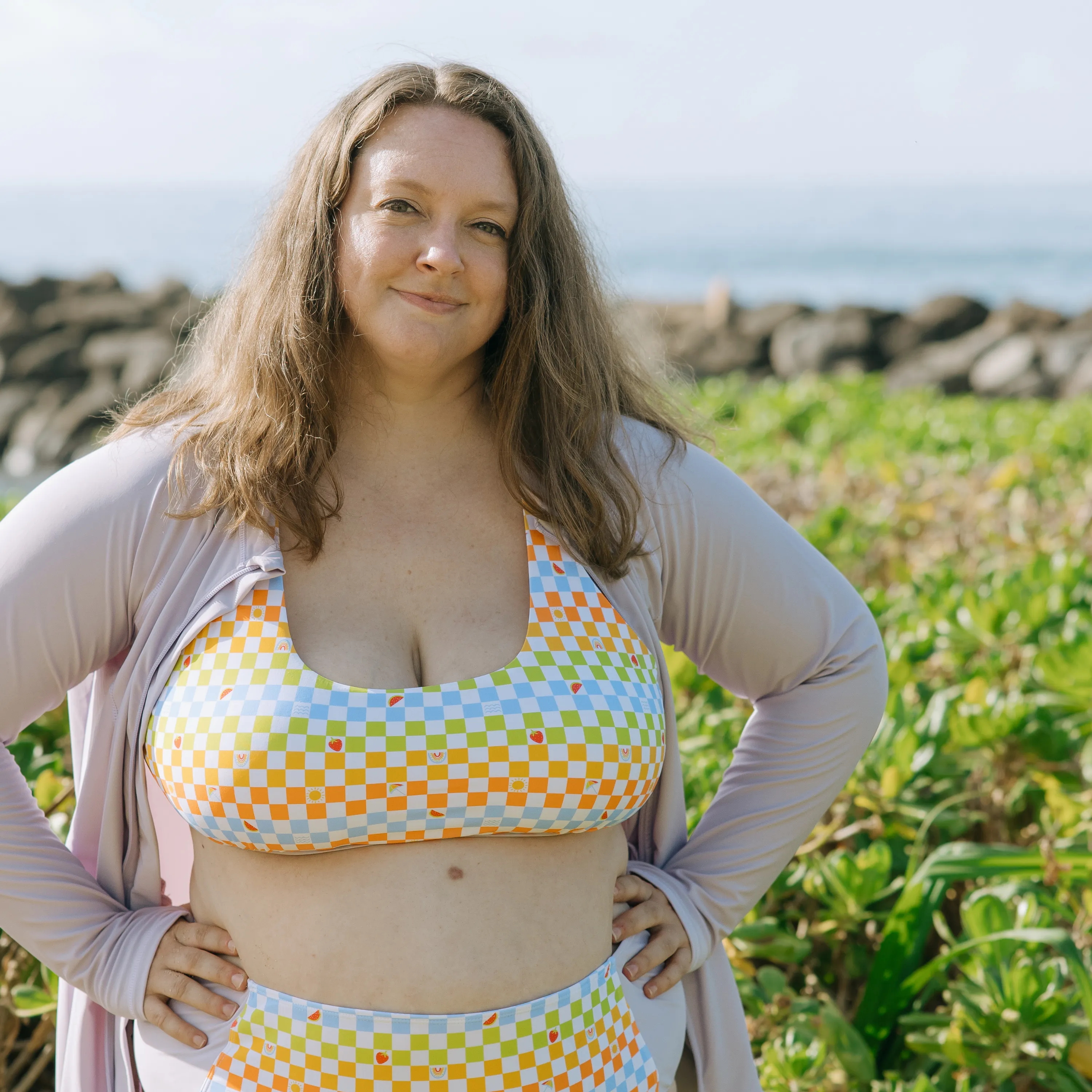 Women's Scoop Neck Bikini Top Plus Size | "Gamified"