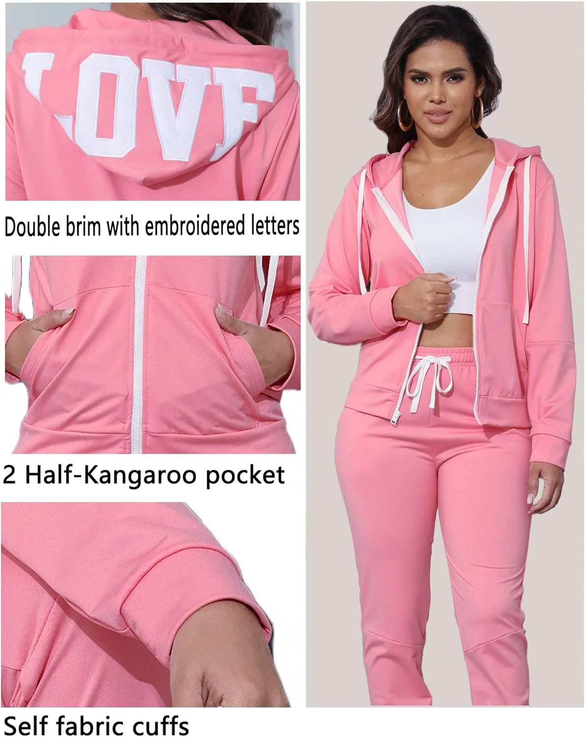 Womens Sweatsuits 2 Piece Set Zip Up Hoodie Lounge Sets Long Sleeve and Pants Tracksuit Casual Jogger Sets