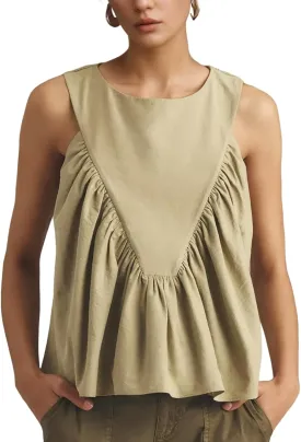 Wyeysyt Peplum Tops for Women Shirred Swing Tank Tops Pleated Flowy Vest Casual Sleeveless Blouse Loose Fit Ruffled Shirts